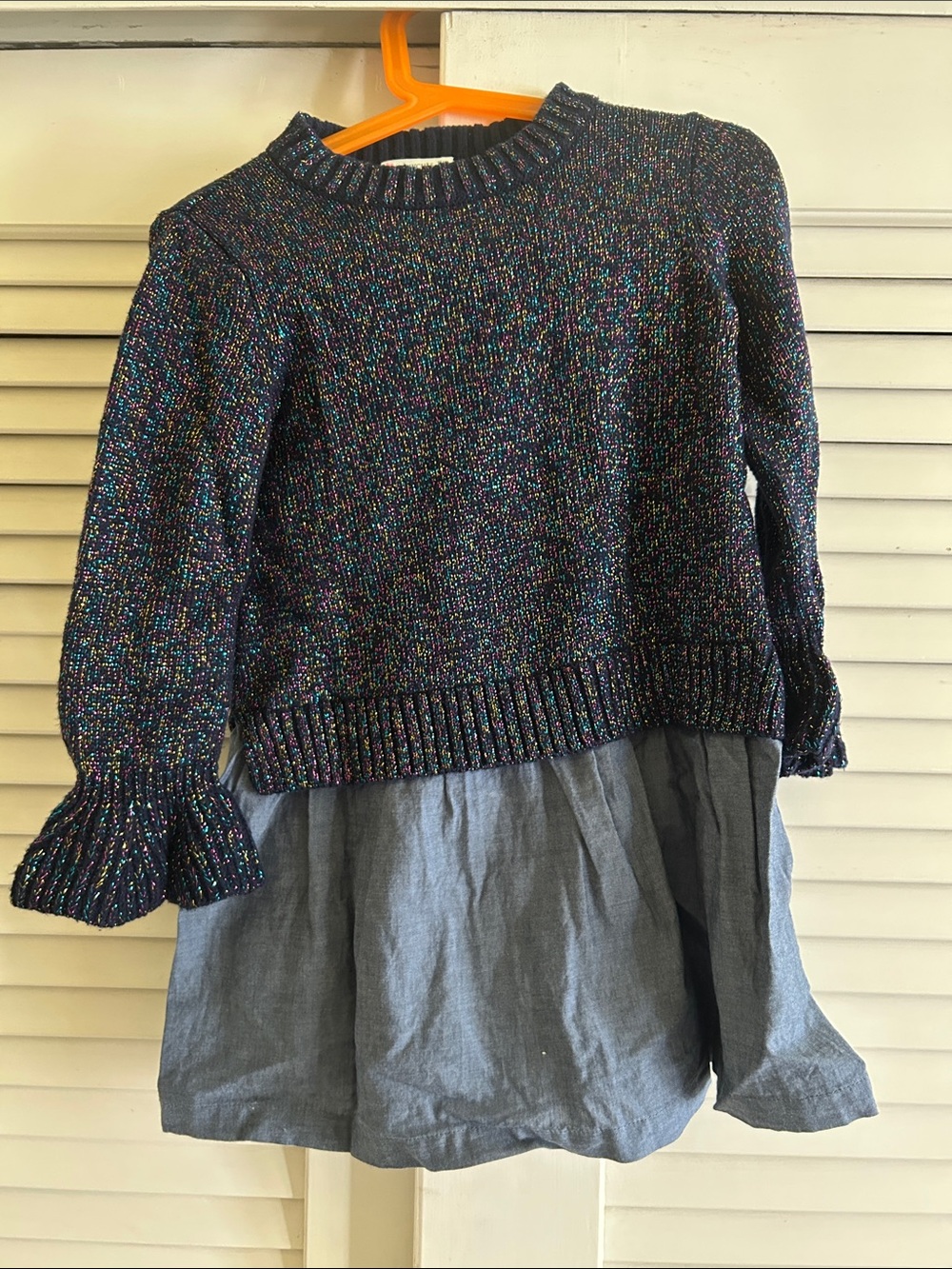 J.Crew Crewcuts Girls Navy Knit Top with Multicolor Sparkle dress